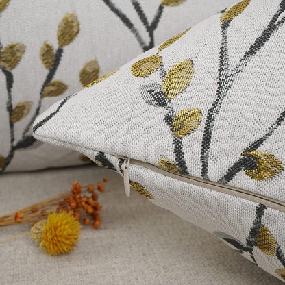 YOUR SMILE Classical Embroidery Jacquard Yellow/Gold Square Decorative Throw Pillow Case Cushion