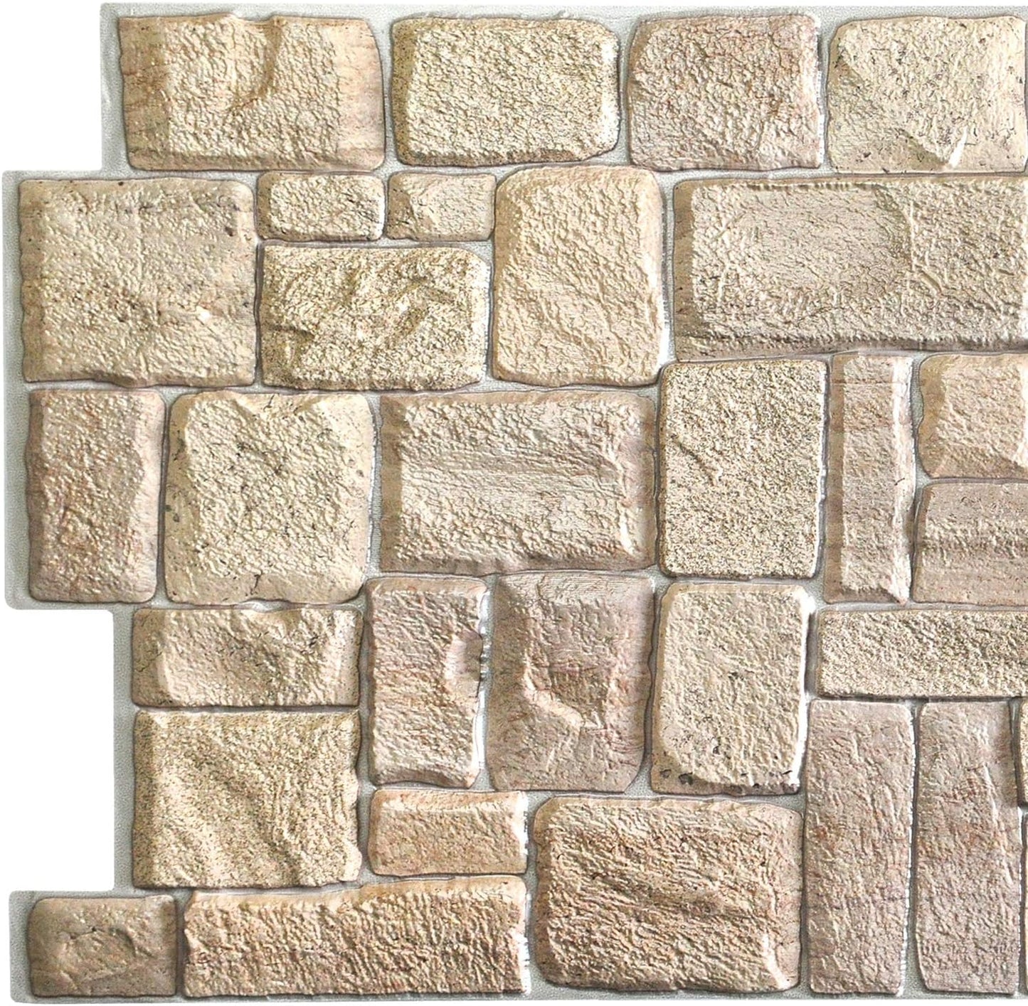 Dundee Deco PG7005-5 Beige Faux Limestone PVC 3D Wall Panel, 3.3 ft X 1.7 ft (98 cm X 50cm)