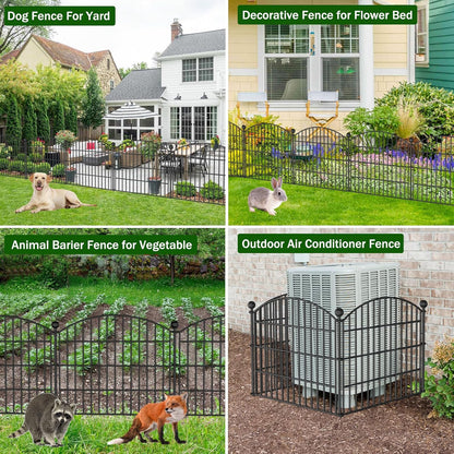 10 Panels No Dig Decorative Garden Fence Animal Barrier - 24 in (H) x 20 ft (L) - Dog Fence Outdoor
