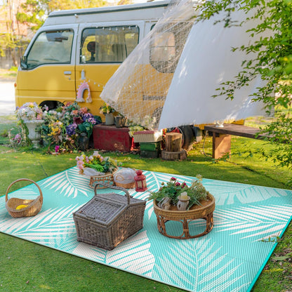 GENIMO Outdoor Rug 9' x 12' Waterproof for Patios Clearance, Reversible Outdoor Plastic Straw