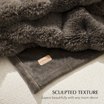 EVERGRACE Ultra Soft Luxury Fluffy Faux Rabbit Fur Throw Blanket, Thick Warm Fuzzy Blankets for