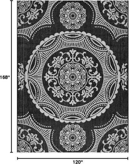 Medallion Outdoor Rug 10x14 Washable Outside Carpet for Indoor Patio Porch Waterproof Easy Cleaning