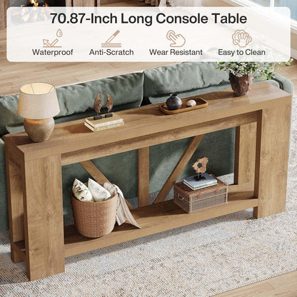Tribesigns 70.9" Extra Long Entry Table, Farmhouse Wood Console Table with Storage, Modern Accent