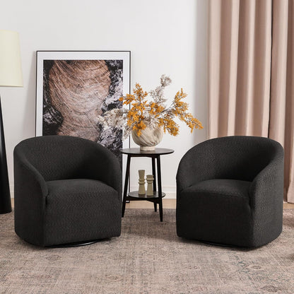 KINWELL 32" Wide Modern Boucle Swivel Barrel Chairs Set of 2, No Assembly Round Upholstered Swivel