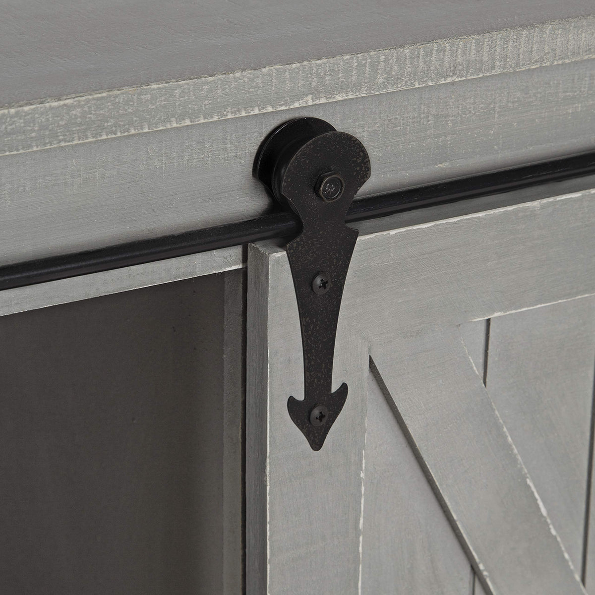 Kate and Laurel Cates Decorative Farmhouse Cabinet Wall Organizer with Sliding Barn Door and 3