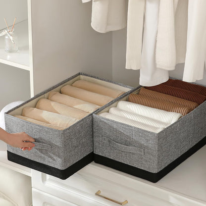 Linen Folding Storage Bins, 3 Pack Large Storage Baskets, Washable, Clothing Storage Bins with