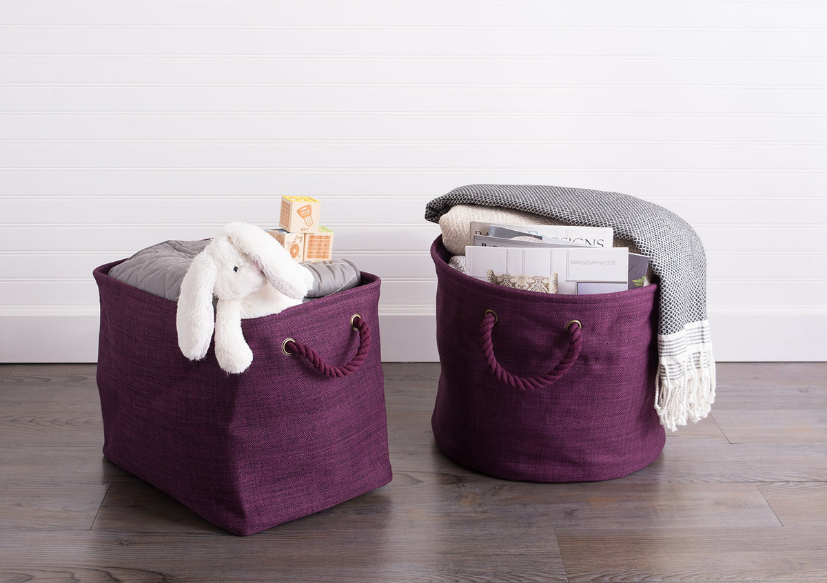 DII Collapsible Variegated Polyester Storage Bin, Medium, Eggplant