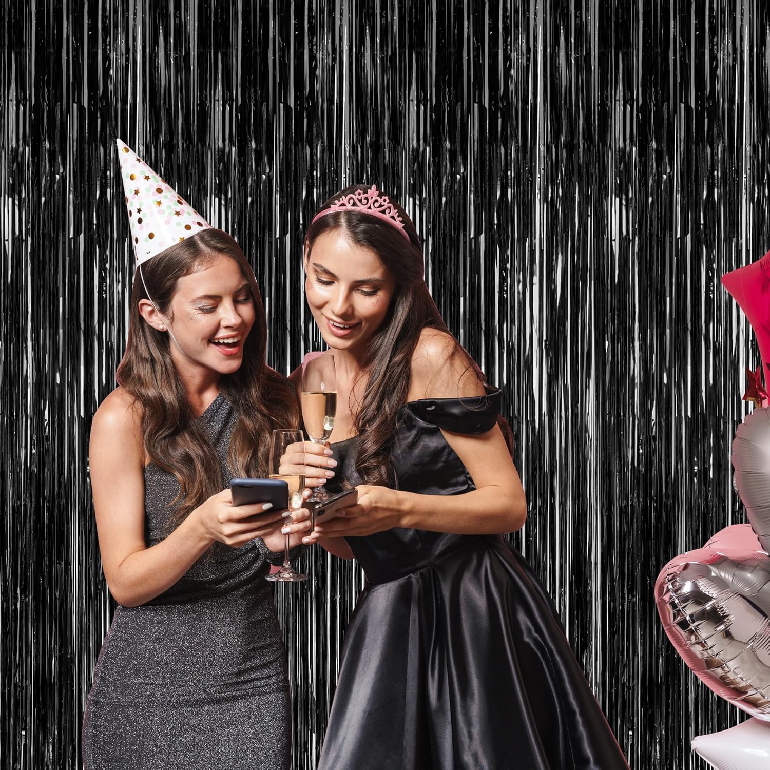 2 Pack 2025 Graduation Party Decorations, 3.28 FT x 7.05 FT Black Backdrop, Metallic Graduation