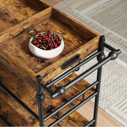 Bar Cart, Bar Carts for The Home, 3 Tier Serving Cart with Wheels, Home Bar & Serving Carts, Metal