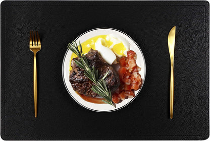 Set of 6 Faux Leather Placemats, PU Table Mats, Waterproof, Stain Resistant, Heat Resistant