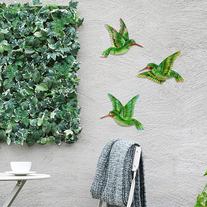 J-Fly Glass Hummingbird Wall Art Outdoor Hummingbird Decor Metal Fence Decorative Hummingbird