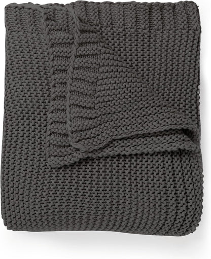 MakeMake Organics Organic Throw Blanket GOTS Certified Organic Cotton Blanket Knit Couch Bed Fall