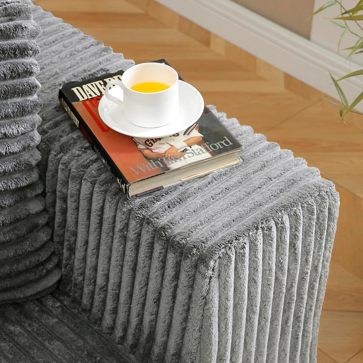 HYJT-H&K Modular Sectional Sofa Cloud Sectional Couch, 107" Comfy Fluffy L Shaped Dark Grey Couches