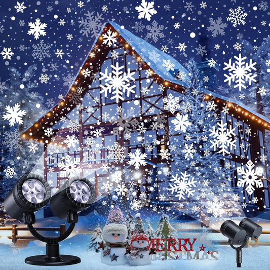 Snowflake Projector Lights, Christmas Decorations Lighting Projector, with Timer Dynamic Led Snow