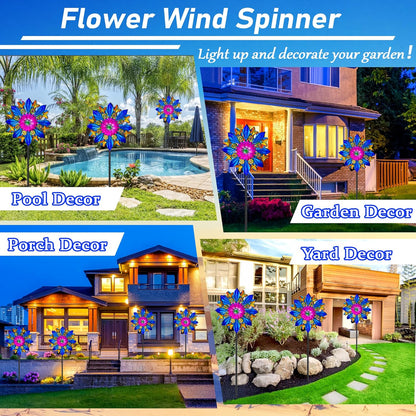 60 Inch Solar Wind Spinner Outdoor - Double-Sided Rotating Colorful Kinetic Wind Spinners for