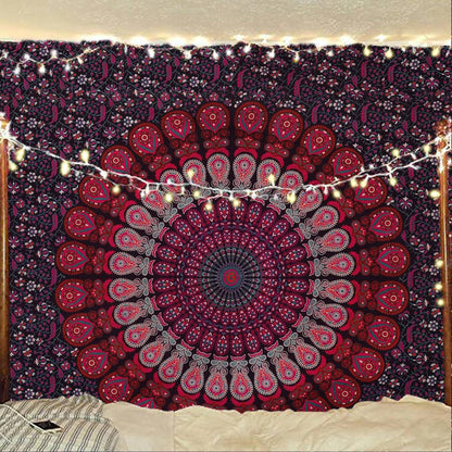 Bless International Handmade Indian hippie Bohemian Psychedelic Peacock Mandala Wall hanging