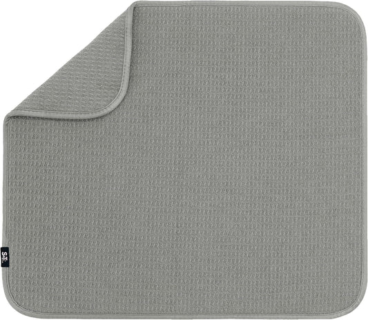 S&T INC. Dish Drying Mat, 16” x 18”, Absorbent Microfiber Kitchen Counter Mat, Dish Drying Pad for