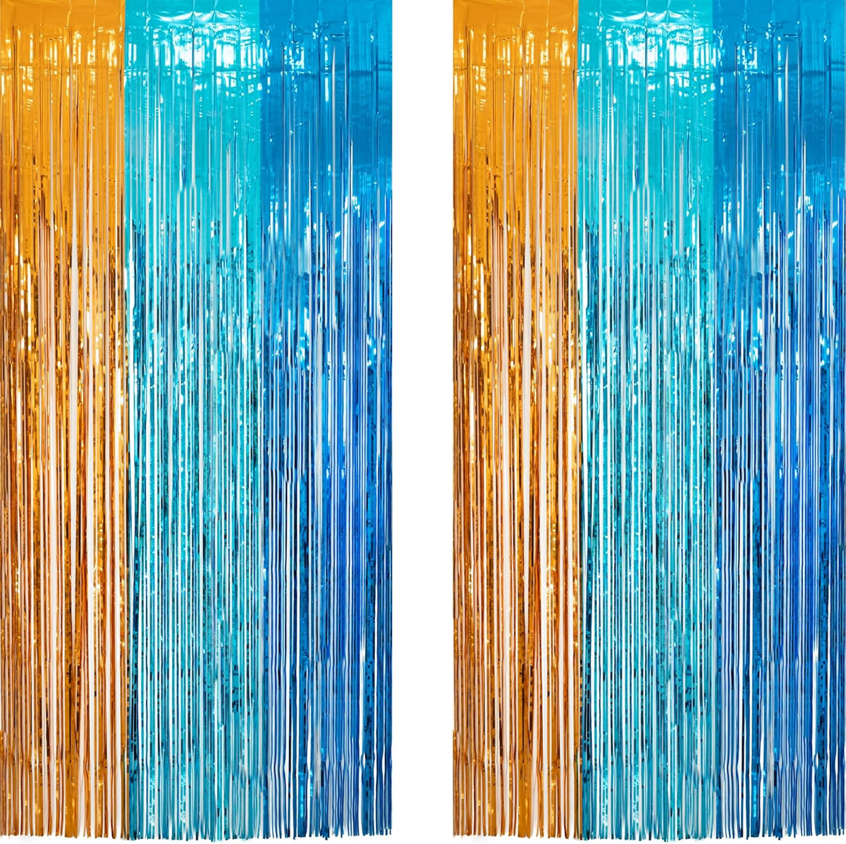 Orange Blue Party Streamers Backdrop - GREATRIL Tinsel Fringe Curtain for Blue Dogs Themed