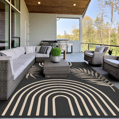 GENIMO Outdoor Rug 8' x 10' Waterproof for Patio Clearance, Reversible Lightweight Plastic Straw