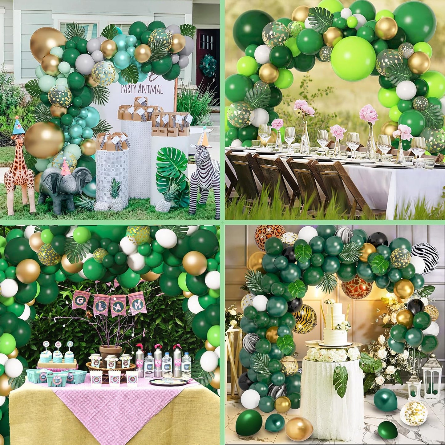 Amandir 153pcs Green and Gold Balloon Garland Arch Kit, Different Sizes 18 12 10 5 inch Green Latex