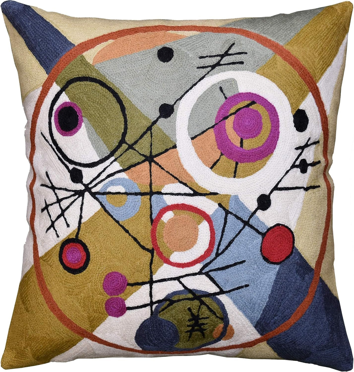 Kandinsky Abstract Throw Pillow Cover - Circles | Modern Couch & Outdoor Pillow | Mid Century Chair