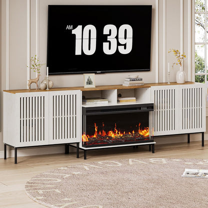3-Sided Glass Farmhouse Fireplace TV Stand for TVs Up to 100 Inch, Entertainment Center with 36"