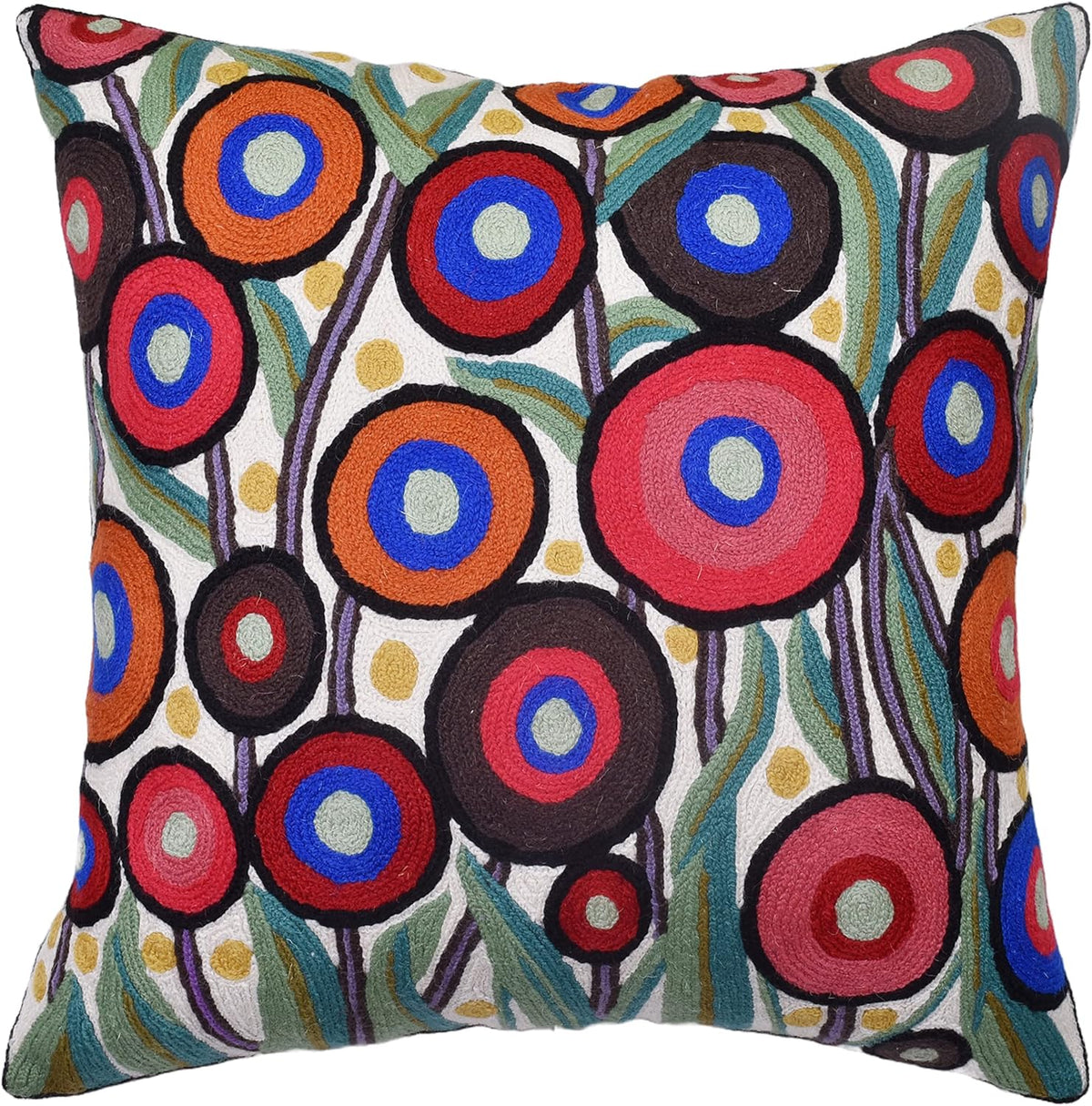 Floral Poppy Pillow Cover White Red Floral Outdoor Pillowcase Suzani Accent Chair Cushion Flower
