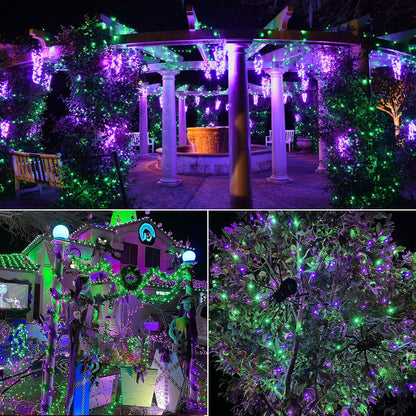 Brizled Purple & Green Halloween Lights, 33ft 100 LED Halloween String Lights 5mm Wide Angle String