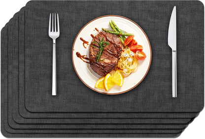 Maxpearl Faux Leather Placemats Set of 6 - Waterproof - Wipe Clean - Heat Resistant - Anti Slip