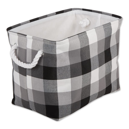 DII Buffalo Check Storage Bin, Medium Rectangle, 16x10x12, Tri Color Black
