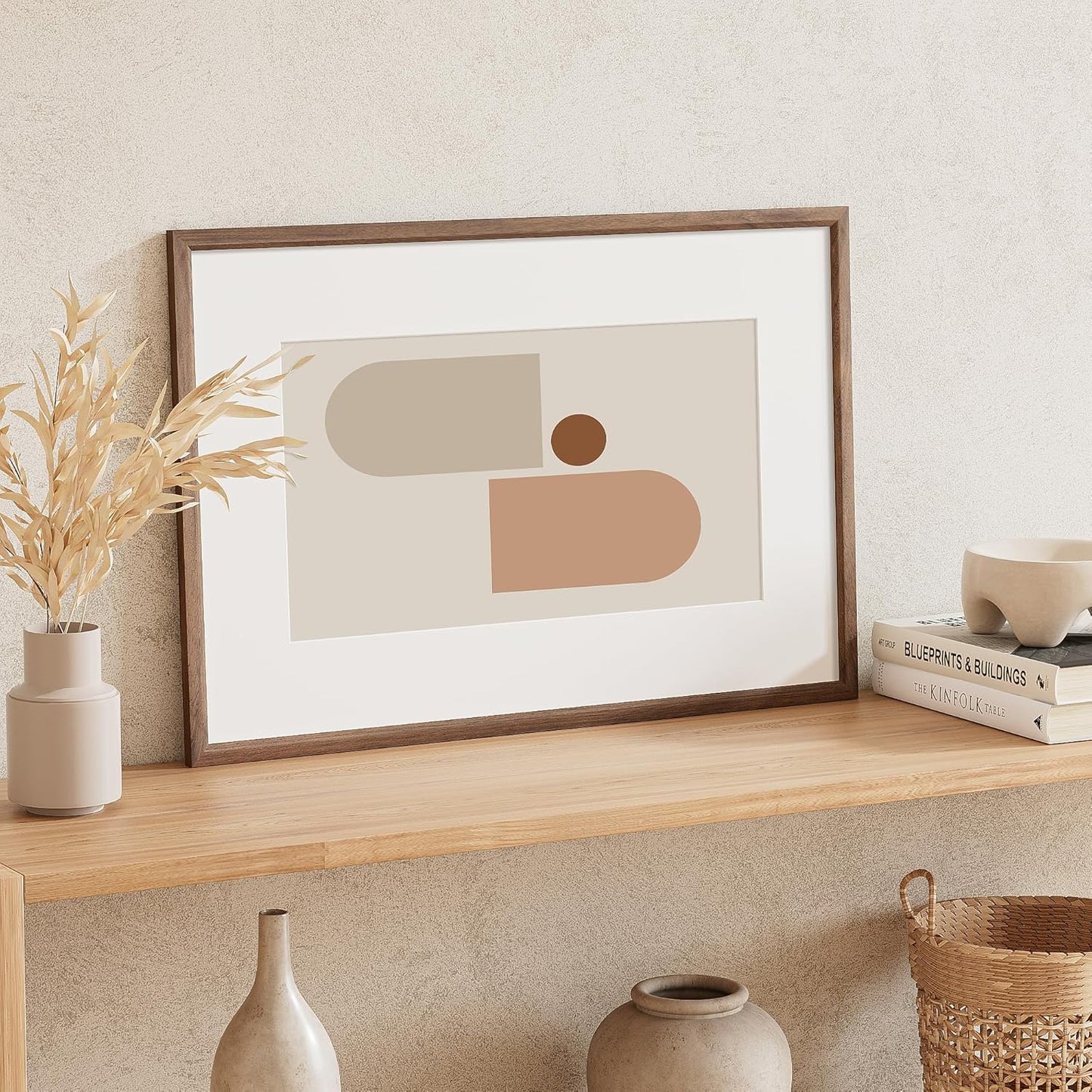 16x24 Poster Frame Natural Solid Walnut Photo Frames with 12x18 Removable Mat Wall Hanging Large