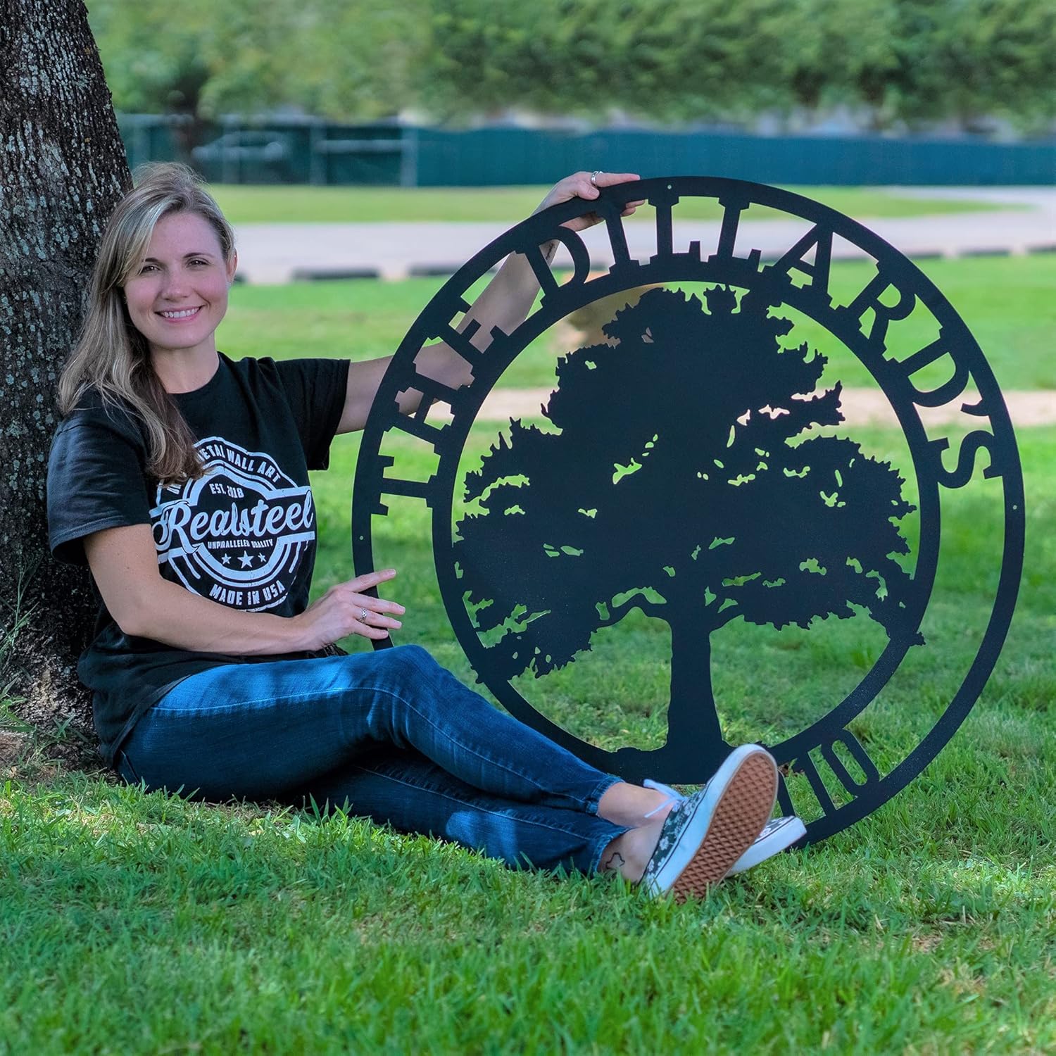 RealSteel, Tree of Life, Oak Tree Family Monogram, Custom Metal Signs, Personalized Wall Art, Split