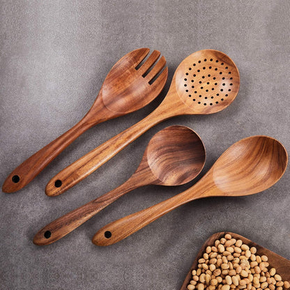 Wooden Kitchen Utensils Set,GUDAMAYE 6 PCE Wooden Spoons for Cooking,Wooden Cooking