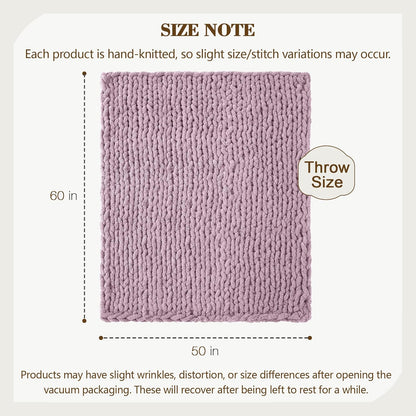 Carriediosa Chunky Knit Throw Blanket 50" X 60", 100% Hand Made Large Chenille Loop Yarn Soft