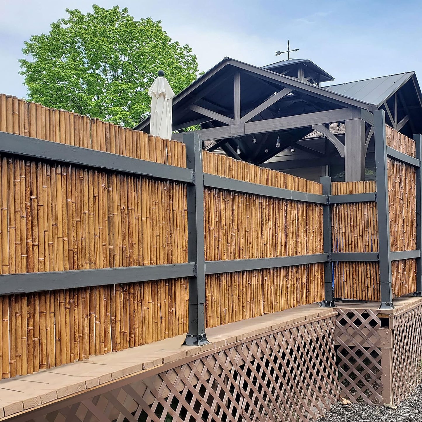 Backyard X-Scapes Bamboo Fencing 6 Feet High Outdoor Decorative Rolled Fence Panel, Caramel Brown 6