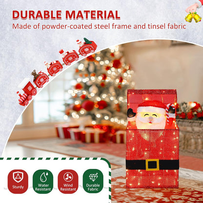 Light Up Electric Santa Claus Decor with 100 LED Lights, 3D Pre-Lit Animated Santa Claus for Xmas