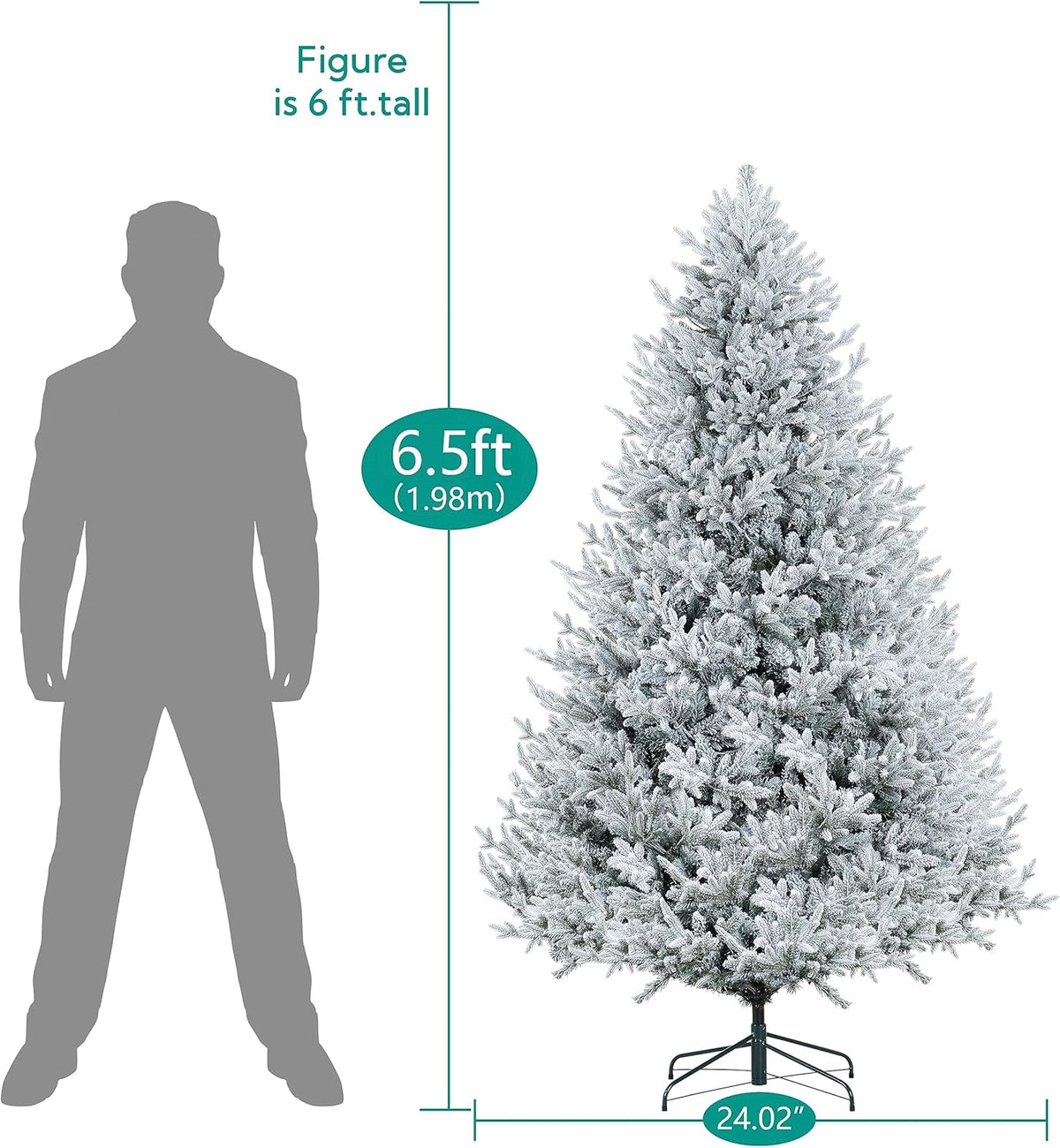 Naomi Home 6 5ft Frosted Christmas Tree with Lights Realistic Snow Flocked Christmas Tree Prelit