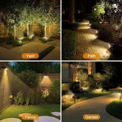 LANSOW Solar Spot Lights Outdoor, [8 Pack/76 LED] 2-in-1 Solar Landscape Spotlights, 3 Modes IP65