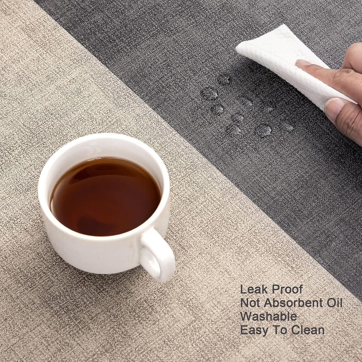 Myir JUN Placemats Dual Sided, Faux Leather Place Mats Set of 6 Indoor Placemat for Dining Table