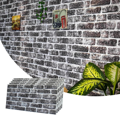 Dundee Deco 3D Wall Panels Faux Brick - Cladding, Charcoal White Stone Look Wall Paneling