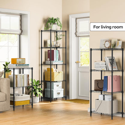 3 Tiers Shelf Metal Storage Shelves Wire Rack Closet Organizers with Wheel for Garage Kitchen