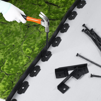 Queekay Landscape Edging Kit 148 ft with 70 Spikes 20 Connectors Plastic Border for Garden, Lawn