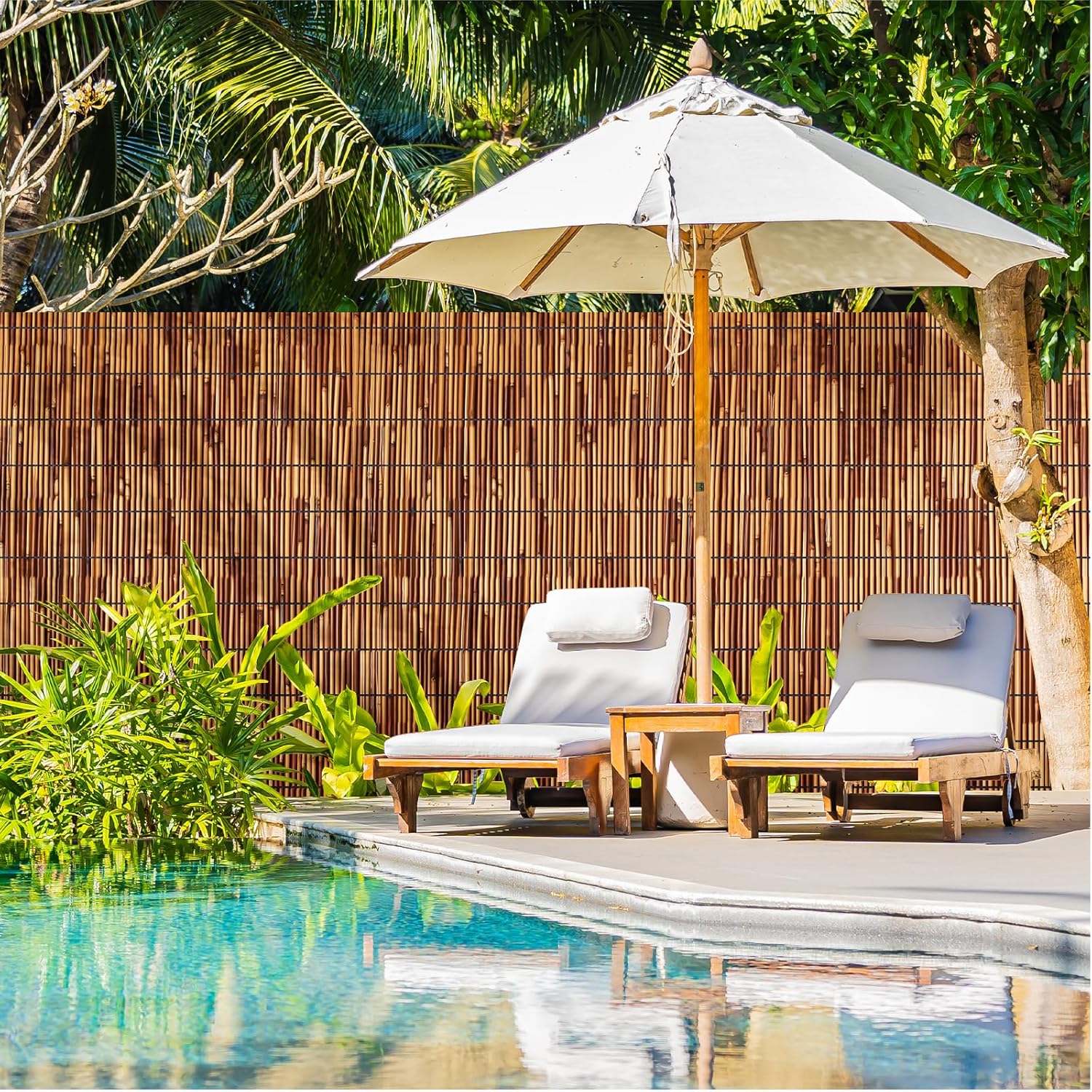 Natural Reed Fencing Rolls,2PACK 4.6FT X 16.4FT Reed Screen Curtain Fence Covering Privacy Bamboo