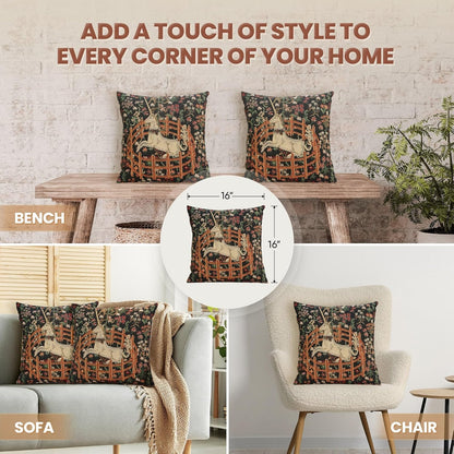 Charlotte Home Furnishings Couch Pillow Covers 16X16 in, Unicorn Decorative Throw Pillow Covers