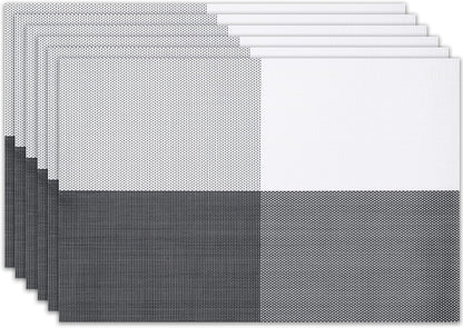 Placemats Set of 6 Washable Indoor/Outdoor Vinyl Place Mats for Dining Table Durable Non-Slip Heat
