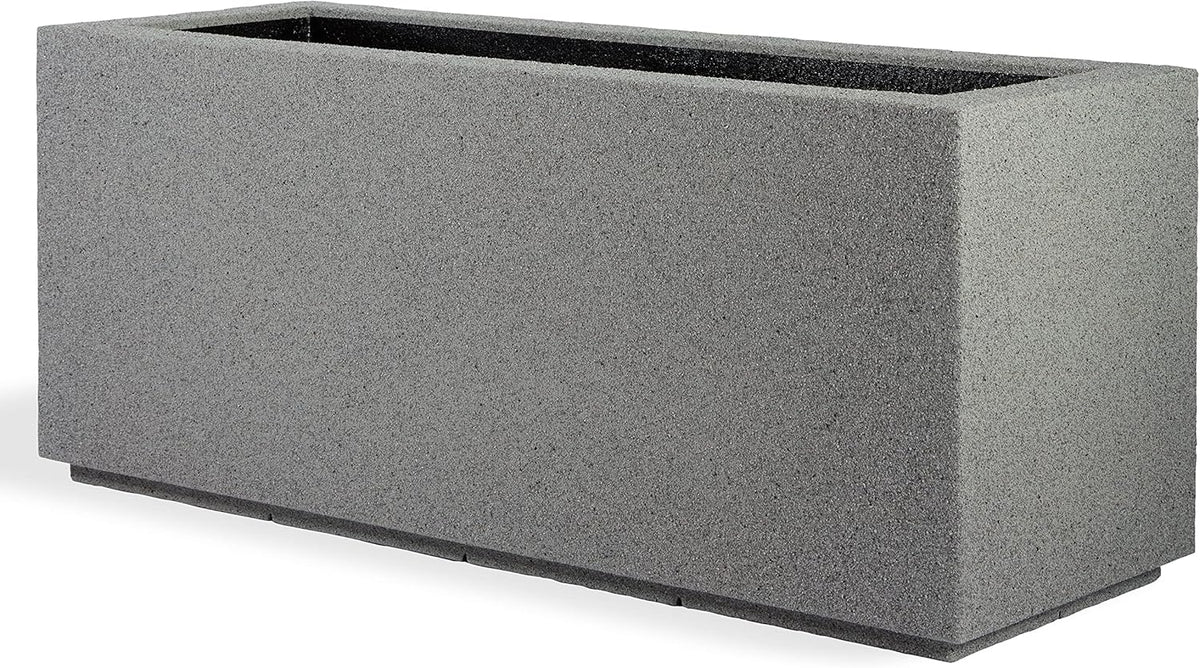 PolyStone Milan Tall Modern Outdoor/Indoor Rectangular Trough Planter, 46" L X 17" W X 19" H