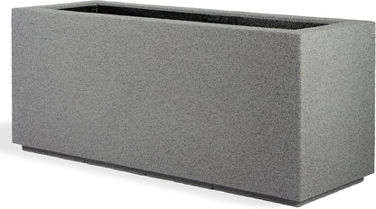 PolyStone Milan Tall Modern Outdoor/Indoor Rectangular Trough Planter, 46" L X 17" W X 19" H