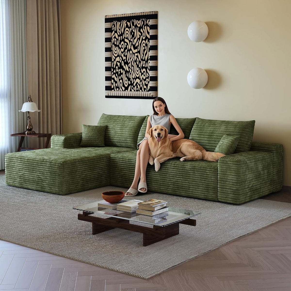 108" Sectional Couches for Living Room Modern Modular Sofa with L-Shape Couchs Upholstered Boneless