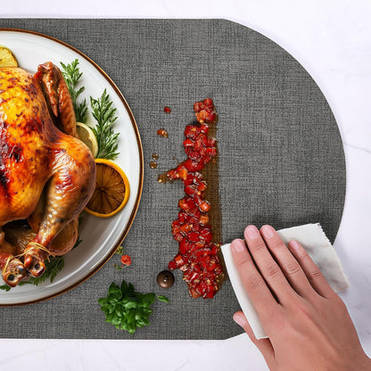 DOLOPL Placemats Set of 6, Oval Reversible Wipeable & Heat Resistant Place Mats, Modern Faux
