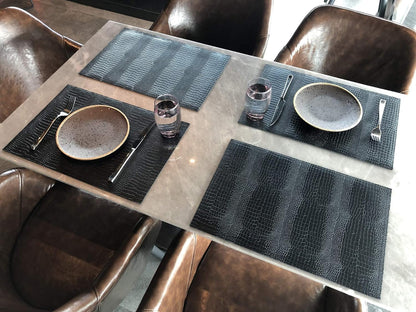 Jovono Faux Leather Hardboard Placemats, Set of 8 PU Table Mats, Easy to Clean, Heat & Stain